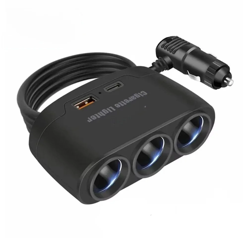 Adaptateur de chargeur de voiture 120W 12V 24V PD QC3.0, double prise USB, allume-cigare de voiture, séparateur, chargeur rapide pour voiture DVR Dashcam