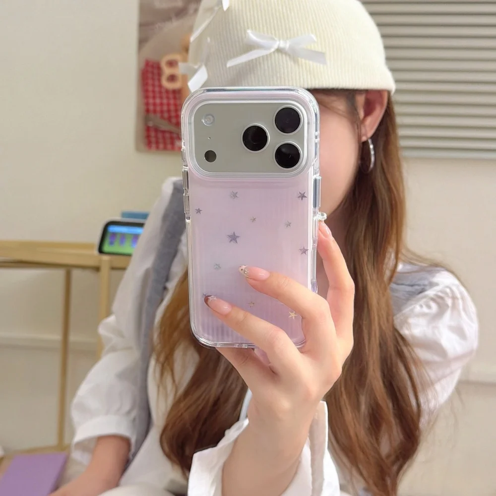 

Minimalist and elegant light purple star phone case, suitable for iPhone 14/15/16/17/17 Pro Max, new shockproof protective case
