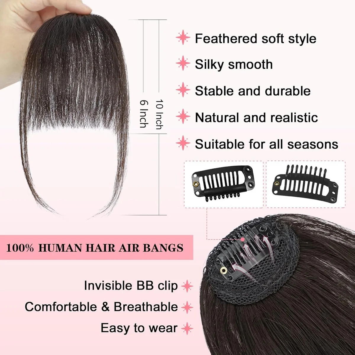 Wispy الفرنسية الإنسان الانفجارات كليب على الانفجارات الهوائية الخفيفة للنساء الاستخدام اليومي الأسود والبني والبورغ والأشقر اللون الانفجارات وصلات شعر