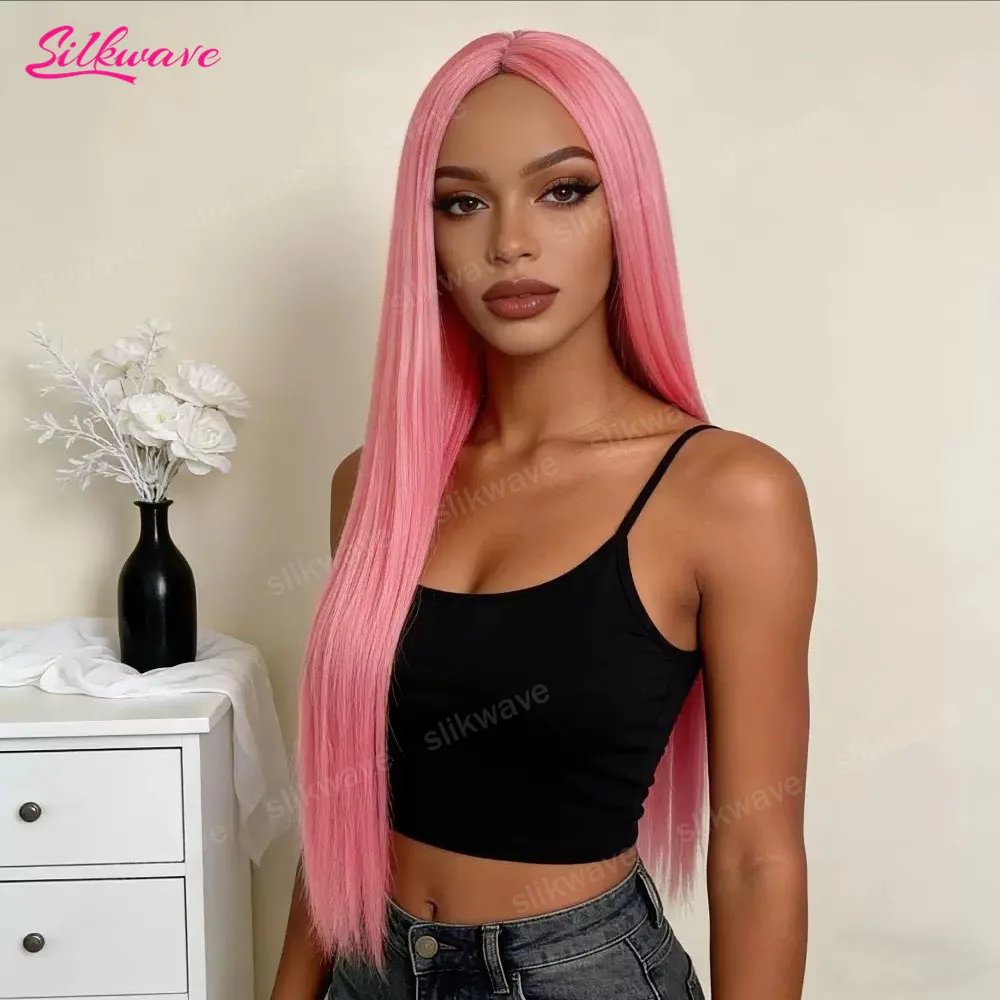 

Pink Colored Straight Human Hair Wigs 13X6 Hd Transparent Lace Frontal Wig Pink Lace Front Wig 200 Density Brazilian Hair 30Inch