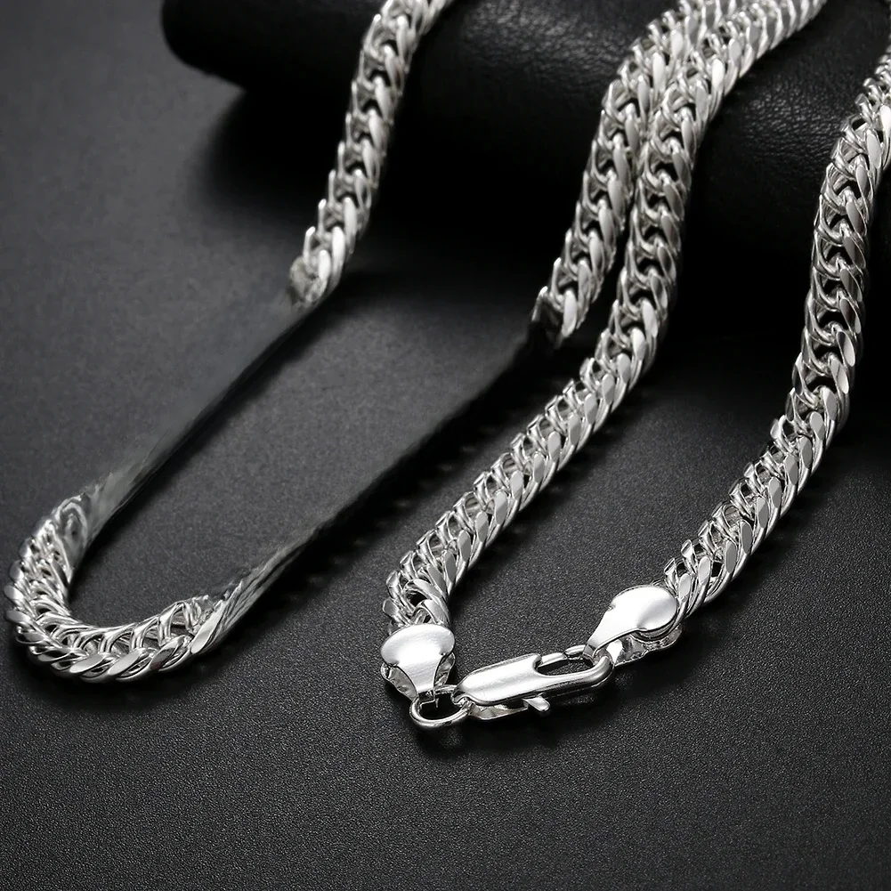 Oryginalna koreańska moda 925 Sterling Silver 6MM geometria łańcuszkowy naszyjnik dla mężczyzn kobieta designerska impreza mała biżuteria ślubna prezent — zdjęcie 2