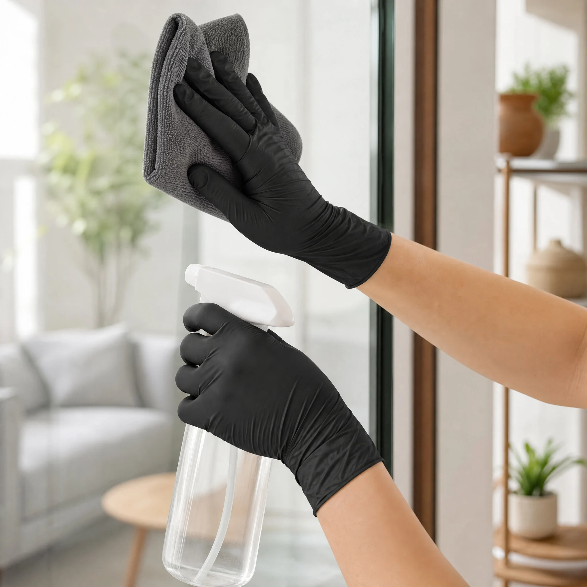 Black Nitrile Disposable Gloves 100/50/20PCS | Thickened Waterproof for Cleaning, Hairdressing, Dishwashing, Tattoo | Non-Slip &