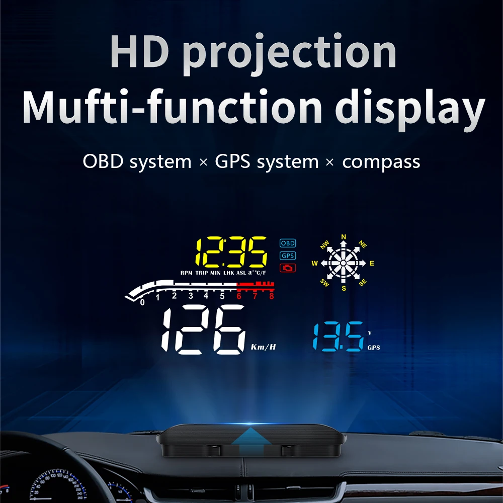 Автомобильный проекционный дисплей OBD-тестер OBD2 HUD + GPS Компьютер Спидометр Проектор на лобовом стекле Приборная панель автомобиля Модификация системы