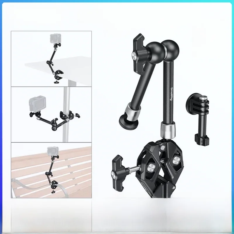 SmallRig Crab-Shaped Super Clamp Kit (mit Magic Arm), verstellbar für Action-Kamera, Monitor, für Tisch, Stativbein -4454