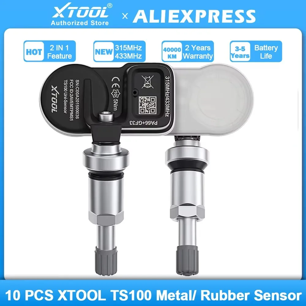 مستشعر XTOOL TPMS TS100 PRO ثنائي التردد (315 ميجا هرتز + 433 ميجا هرتز) تحديث عالمي قابل للبرمجة على مستوى OE من أجهزة استشعار TS100