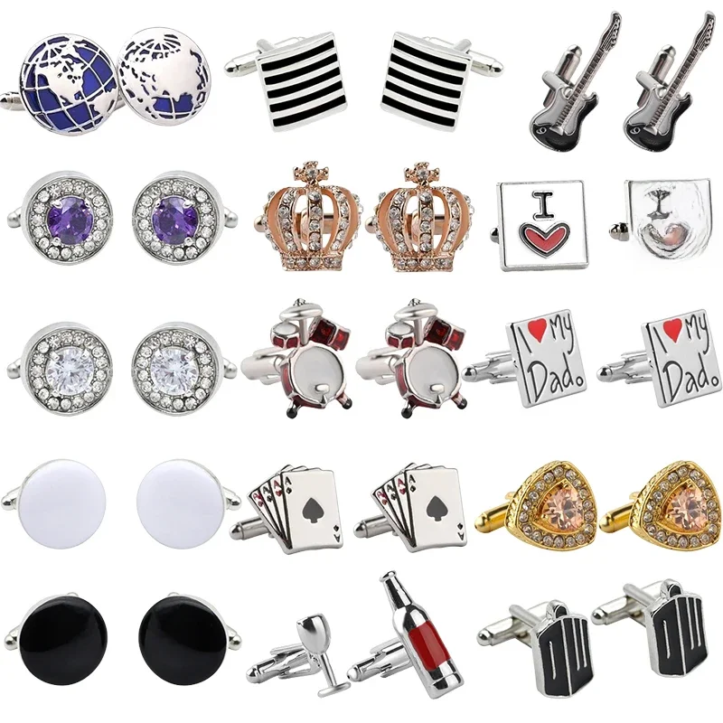 Boutons de manchette ronds en cristal émaillé pour hommes, bijoux délicats, pour fête de mariage, chemise française, boutons de manchette, cadeau pour petit ami, 2023