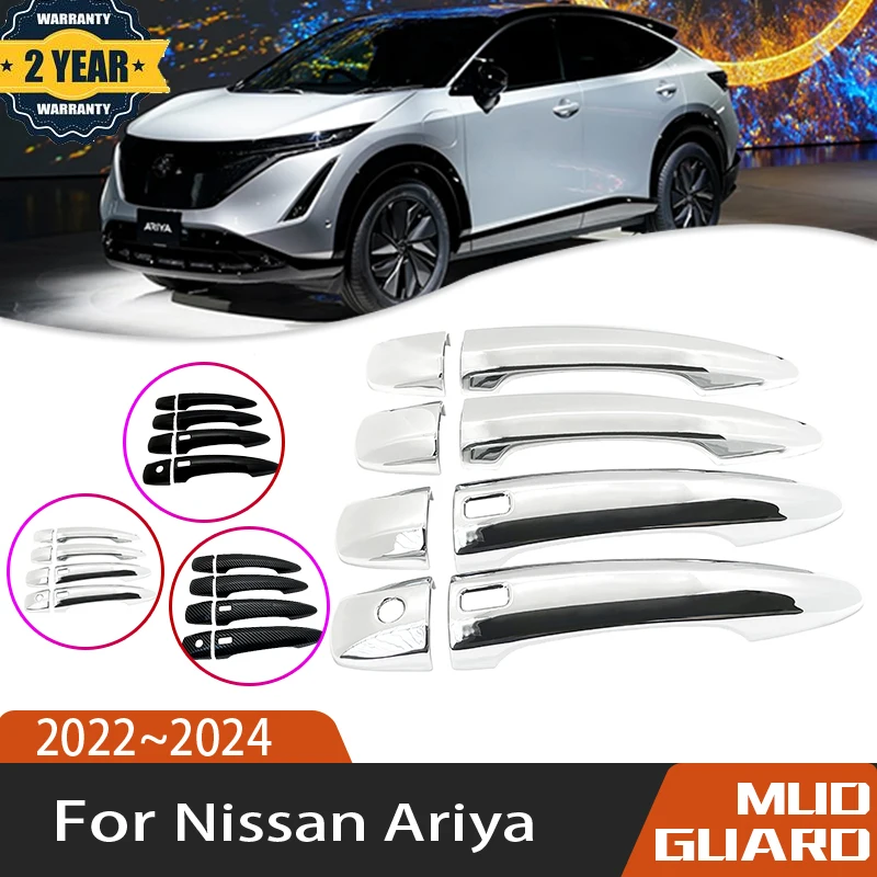 Car Chrome Door Handle Cover ABS For Nissan Ariya 2022 Accessories FE0 2023 2024 Auto Luxury Deluxe Stickers Car Accessories