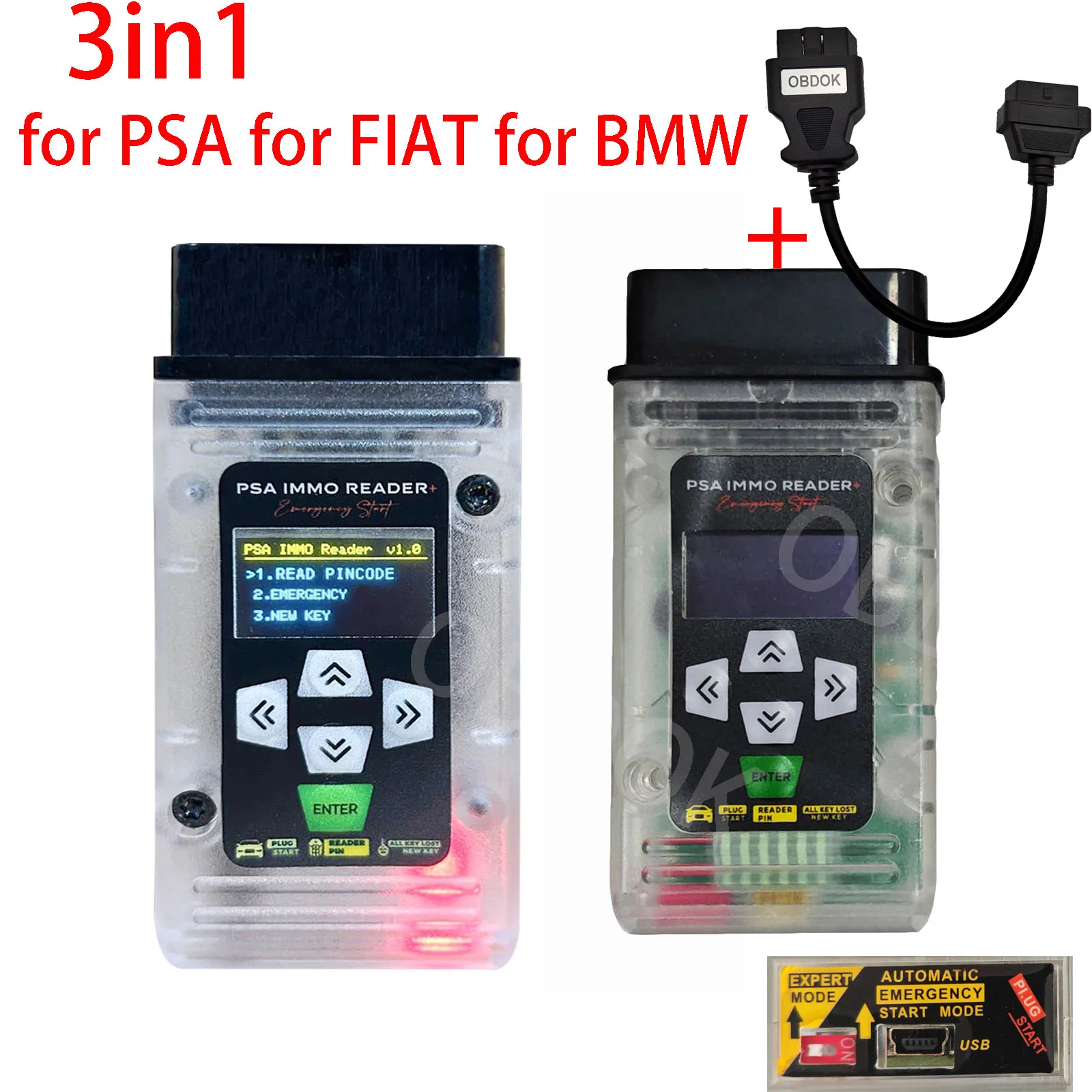 

New FOR PSA Immo Reader For FIAT Bypass Emergency Start For BMW Force Ignition Tool Plug and Play OBD 2 3in1 Car Diagnostic Tool