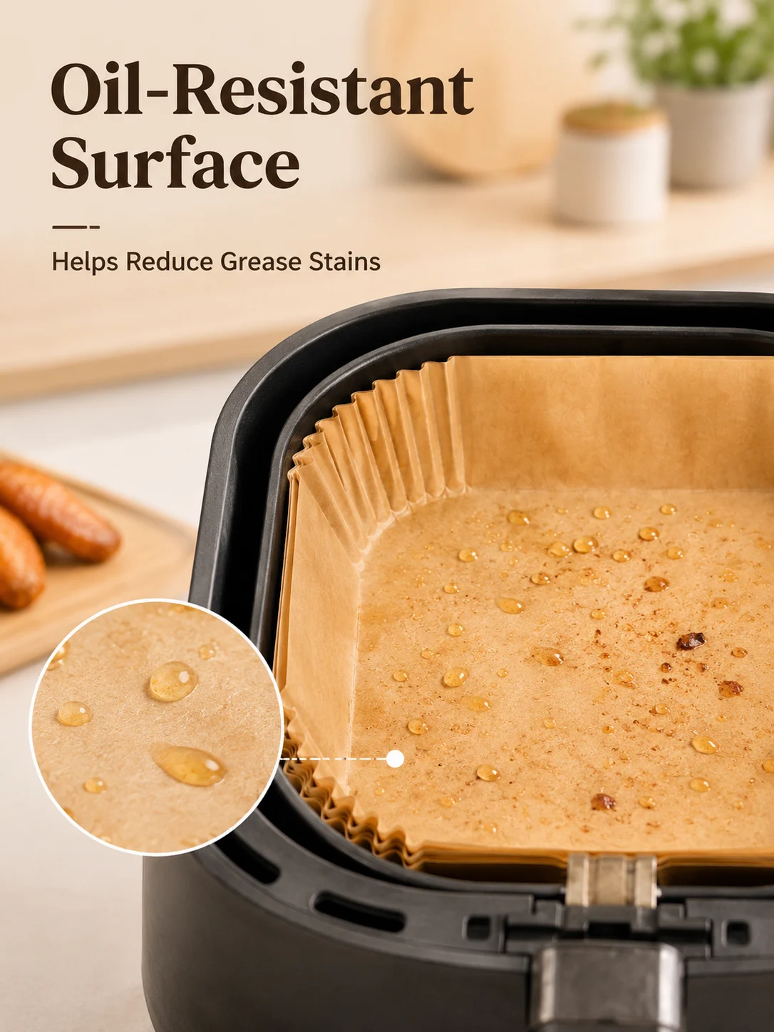 110pcs Air Fryer Paper Liners 7.87 Inch Square Disposable Parchment Liners for 5-8 QT Air Fryers view 5
