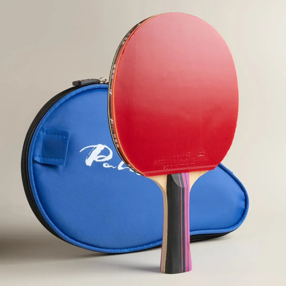 Original PALIO 3-Sterne Carbon Tischtennisschläger mit CJ8000 Gummischlaufe Offensive Spin Attack Ping-Pong-Schläger mit Tasche