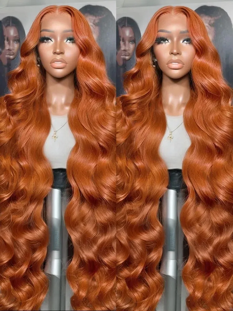 

Ginger HD Lace Wig 13x6 Human Hair Body Wave 350 Orange Colored 13x4 Transparent Lace Frontal Wig Wate Wave Brazilian For Women