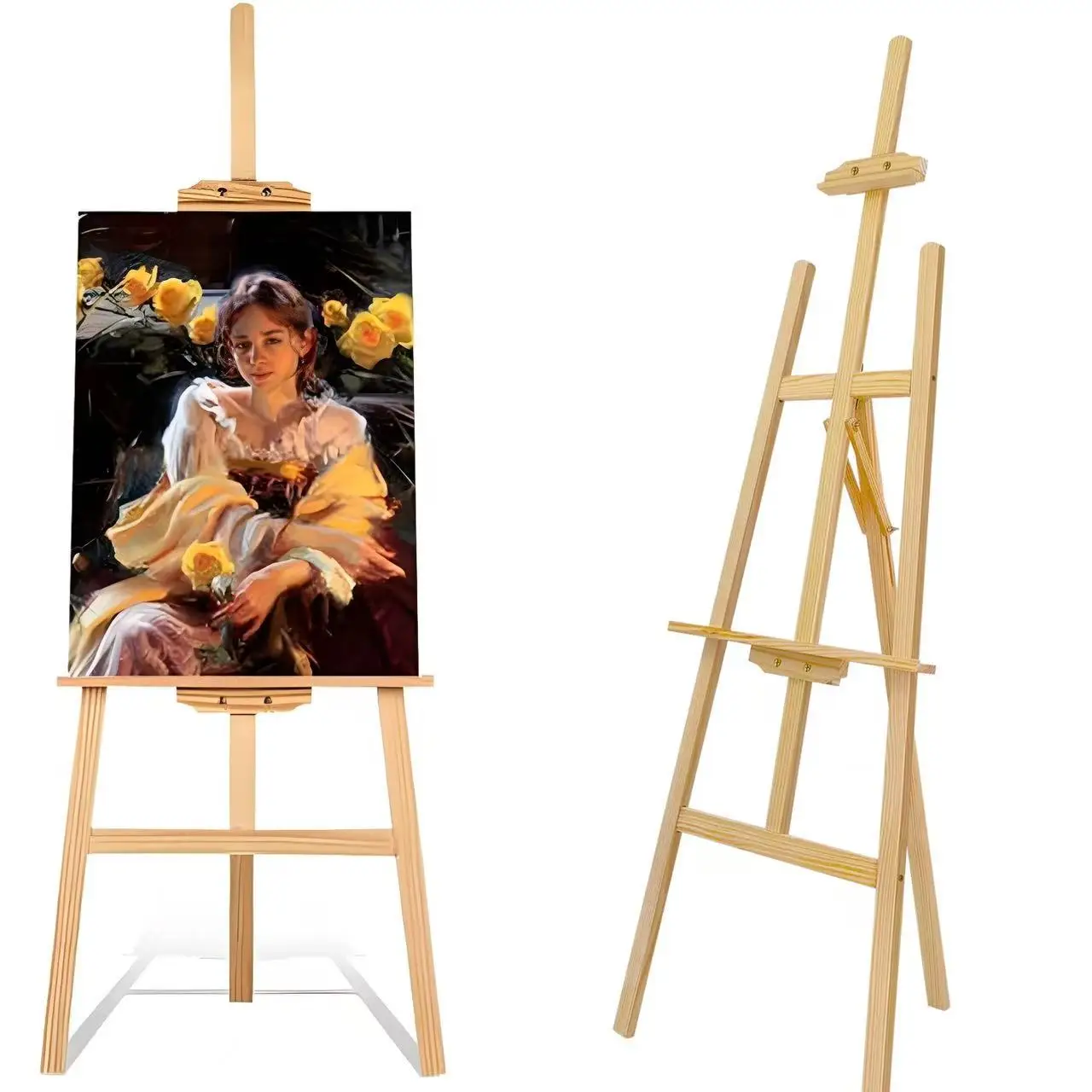 Houten schildersezel, verstelbare studio-ezel van 1,5 meter, schilderstandaard, draagbaar schetsdoek, geschikt voor bruiloften en tentoonstellingen, eenvoudig te bedienen