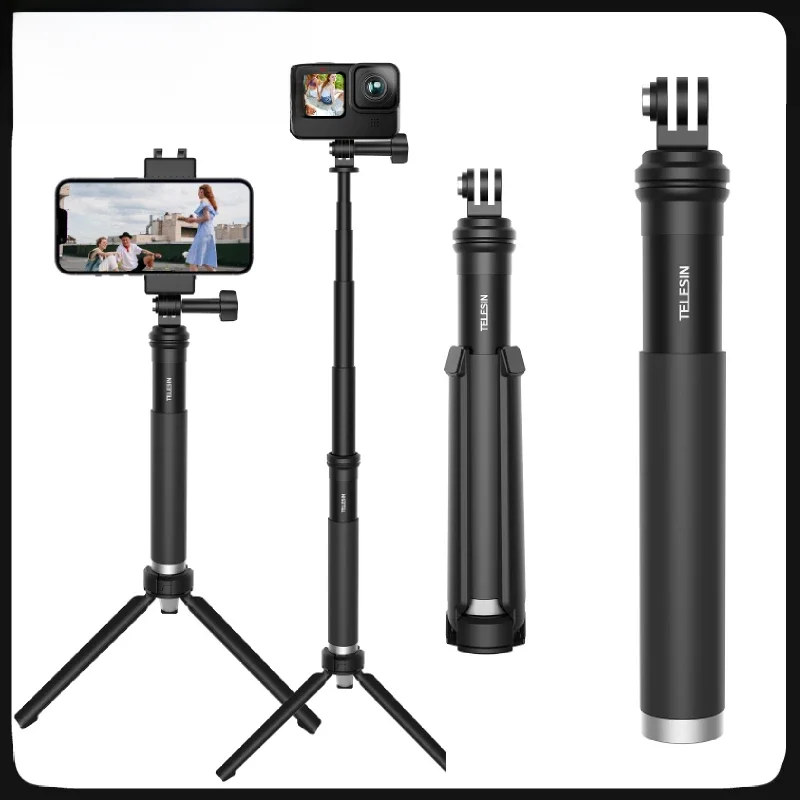 TELESIN 0.9M Statyw do selfie ze stopu aluminium Monopod do GoPro Hero 12 11 10 9 8 7 6 Insta360 DJI OSMO Action do smartfona — zdjęcie 2