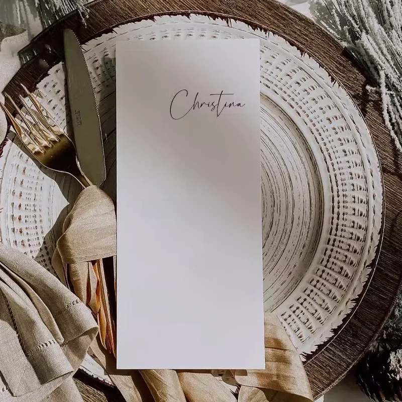 Menu de baptême personnalisé, cartes de menu de baptême simples noir blanc, menu exquis pour mariage, douche, dîner, brunch 100
