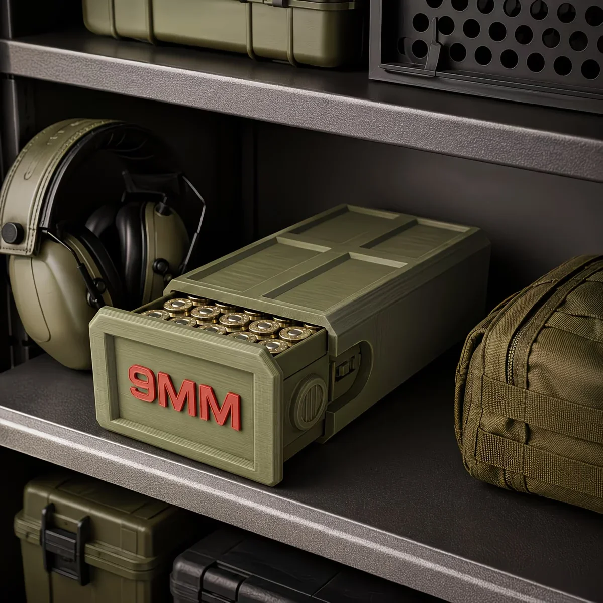 9Mm Pull-Out Ammunition Storage Box Tactical Style Desktop Bullet Organizer view 2