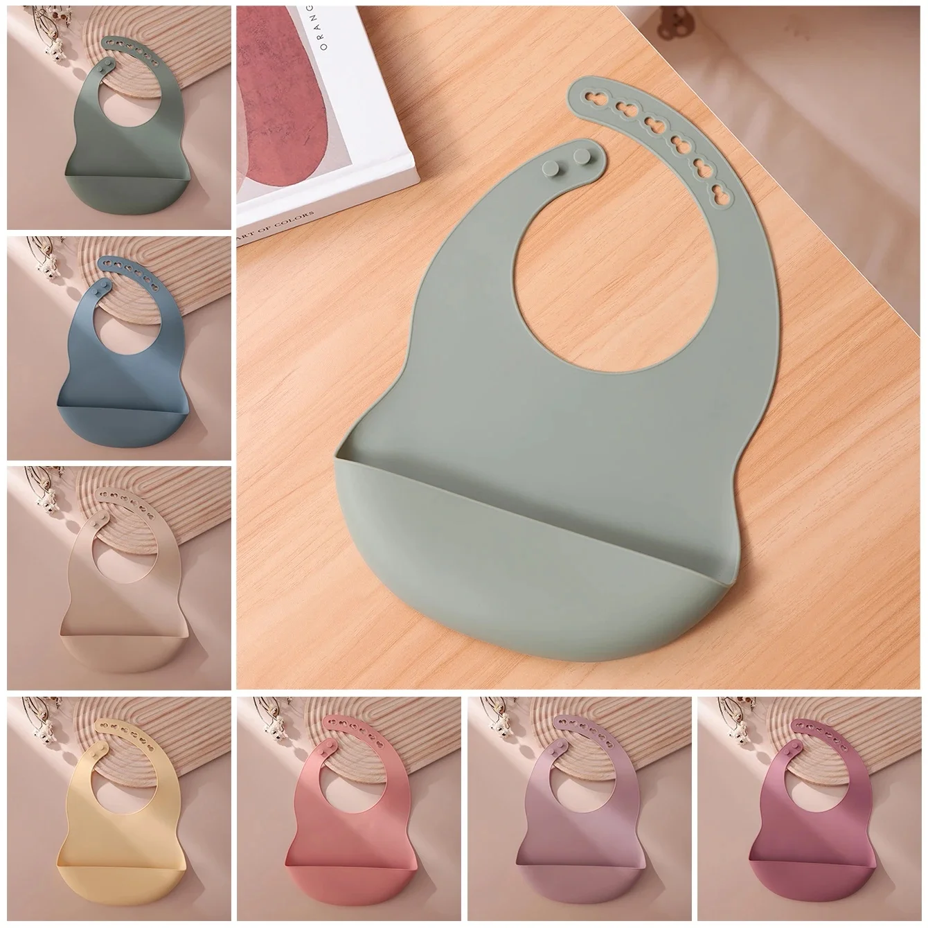 Bavoir en Silicone pour bébé, 1 pièce, réglable, étanche, pour l'alimentation, sans BPA, doux, bavoir pour nouveau-né, serviette de salive essentielle