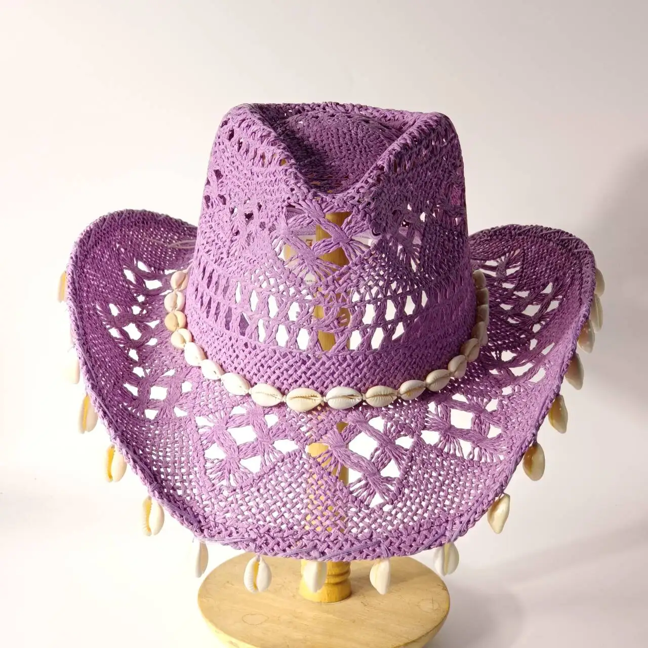 

Summer women's Malan flower denim straw hat adorned with seashell decorations stylish bohemian style hat beach vacation hat