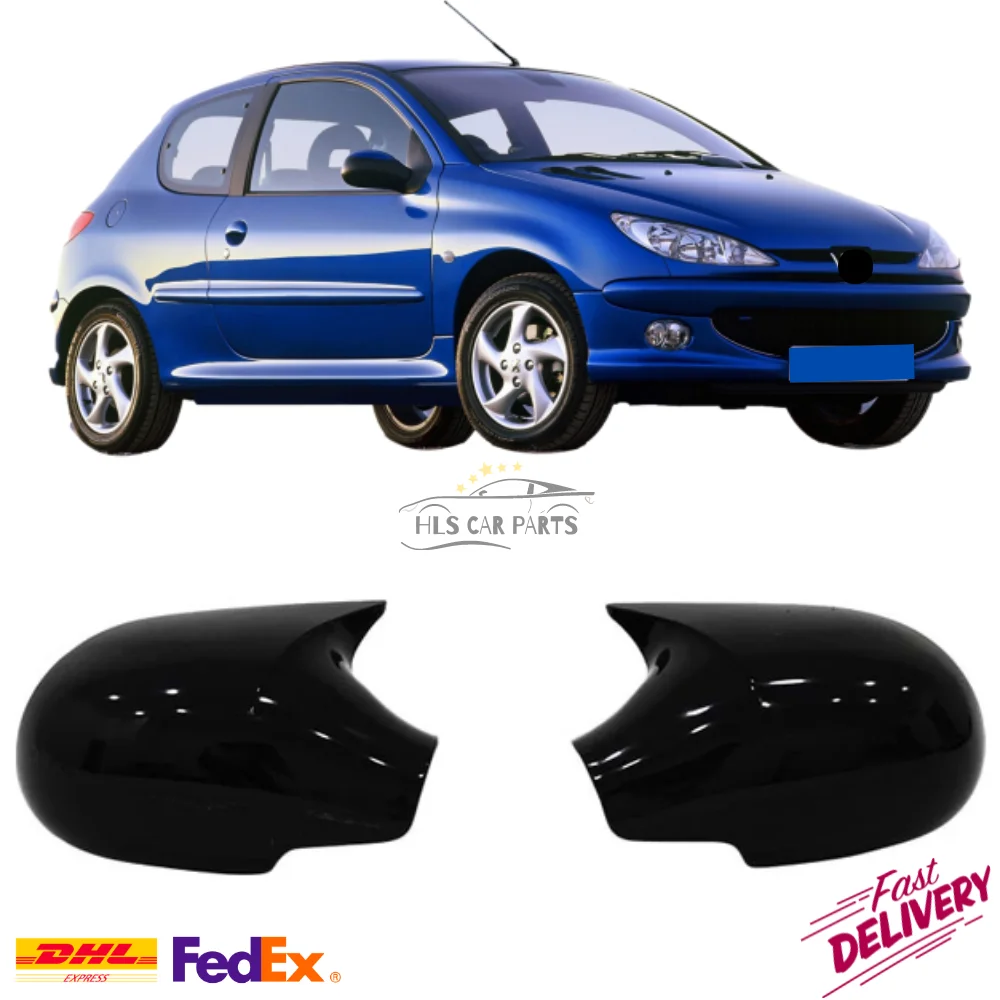 Mirror Cover for Peugeot 206+ GTI VTI HDI Sport RC CC GT 1998-2012 Car Accessories Piano Black Tuning Auto Body Kit