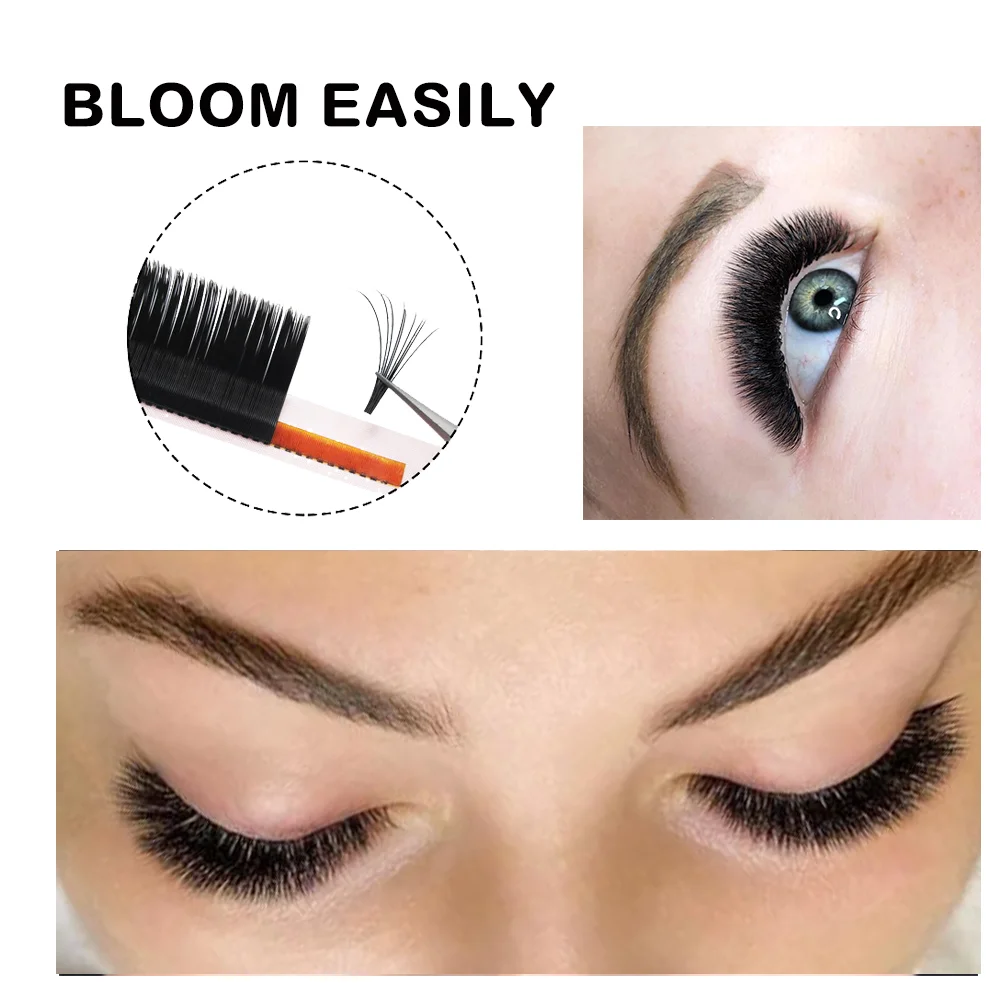 MASSCAKU Easy Fans Flowering Eyelashes Autofloracion Blooming Individual Lash Extensions Custom Packaging Eyelash Makeup Cilios