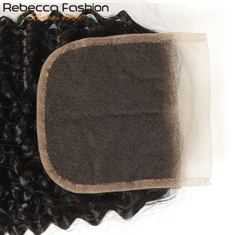 4X4 Kinky Curly Lace Closure Pre Plucked Human Hair Transparent Lace Closure With Baby Hair Brazilian Curly TOP Lace Closure