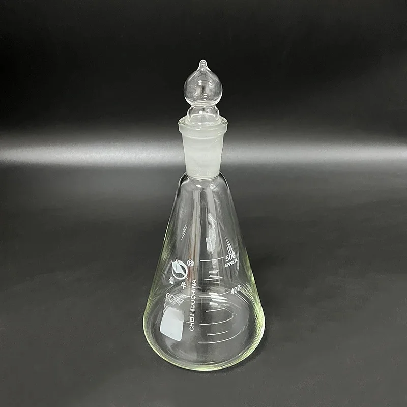SHUNIU Kolba stożkowa ze standardowym szlifowanym szklanym korkiem, 50mL-10000mL 24/40, Kolba Erlenmeyera ze standardowym szlifowanym ustnikiem — zdjęcie 2
