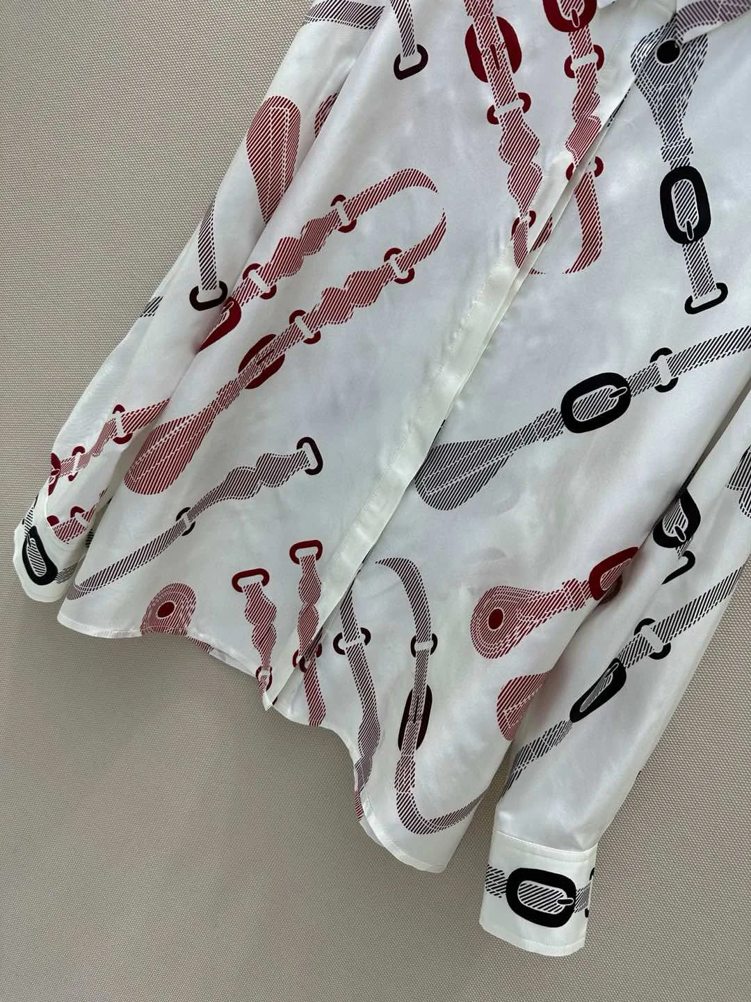 Exclusive quality pure silk printed long sleeve shirt