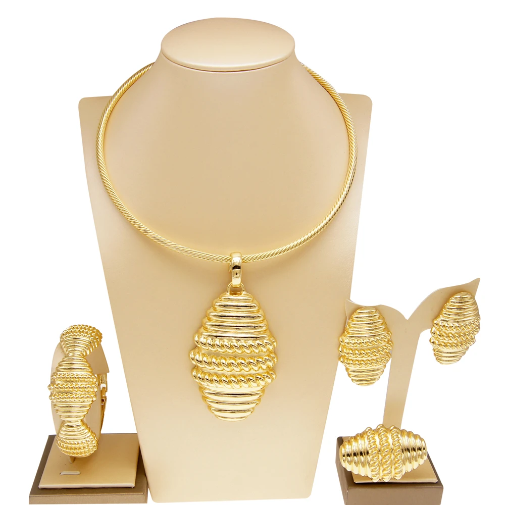 Dubai Gold Plated Pendant Women Jewelry Set Egg Shape Pendant Fashion Simple Style Holiday Gift Free Shipping