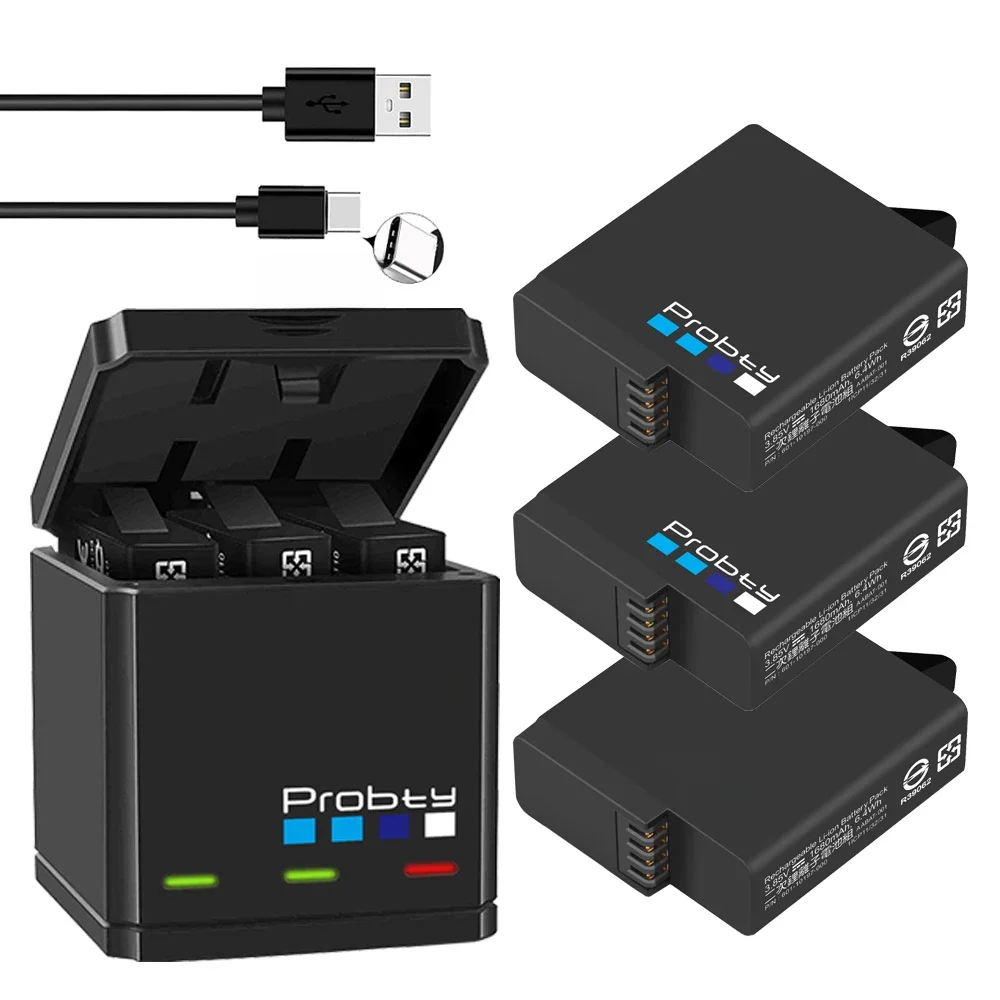 Originele probe voor GoPro Hero 7 hero 6 hero 5 Zwarte batterij of drievoudige oplader voor Go Pro Hero 7 6 hero5 Zwarte camera batterij - afbeelding 2