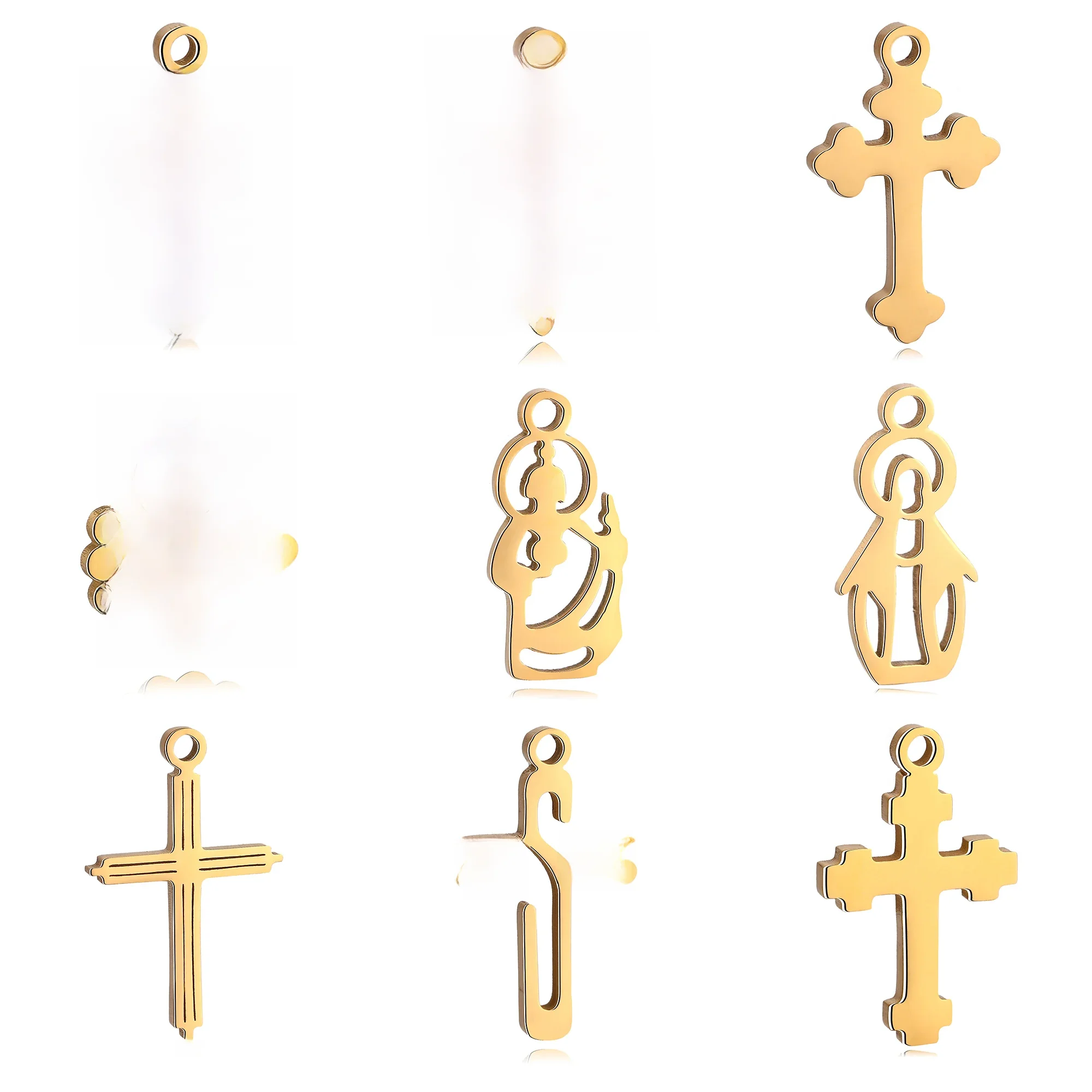 5 sztuk/partia krzyż ze stali nierdzewnej Charms Diy kolczyki naszyjnik bransoletka dziewica maryja Charms na materiały do ​​wyrobu biżuterii hurtowo — zdjęcie 2