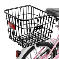 Bike Storage Basket With Tail Light Sundries Organizer Riding Storage Gadget For Student School Bag Basket Bicycle Accessories