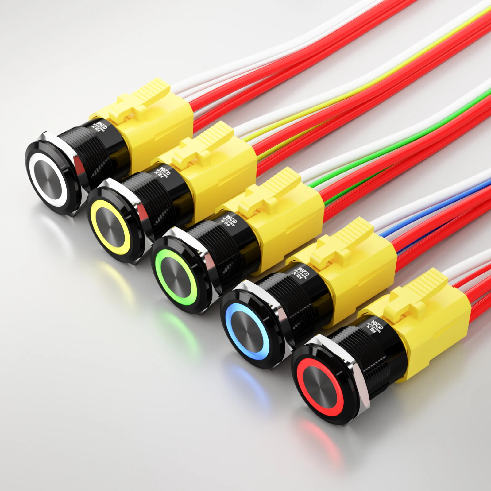 

[2PCS] FILN 20A Metal LED Switch Waterproof Power Button w/ Harness 12V-24V 110V-220V High Current for Auto Marine Industrial