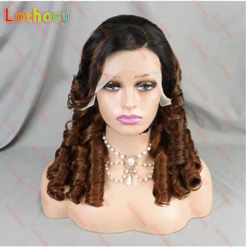 HIghlight Egg Roll Wave Human Hair Wigs  Lace Frontal Bouncy Curly Human Hair Wig PrePlucked for Women