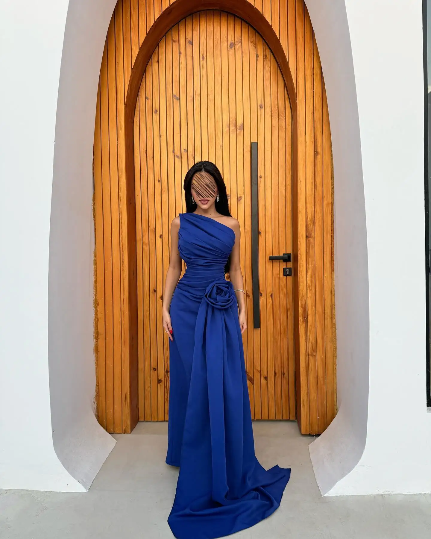 Customized  Delicate Flowers Long Ribbons Evening Dress Sexy One Shoulder Back Slit Party Dress Classic Zipper Back Pro