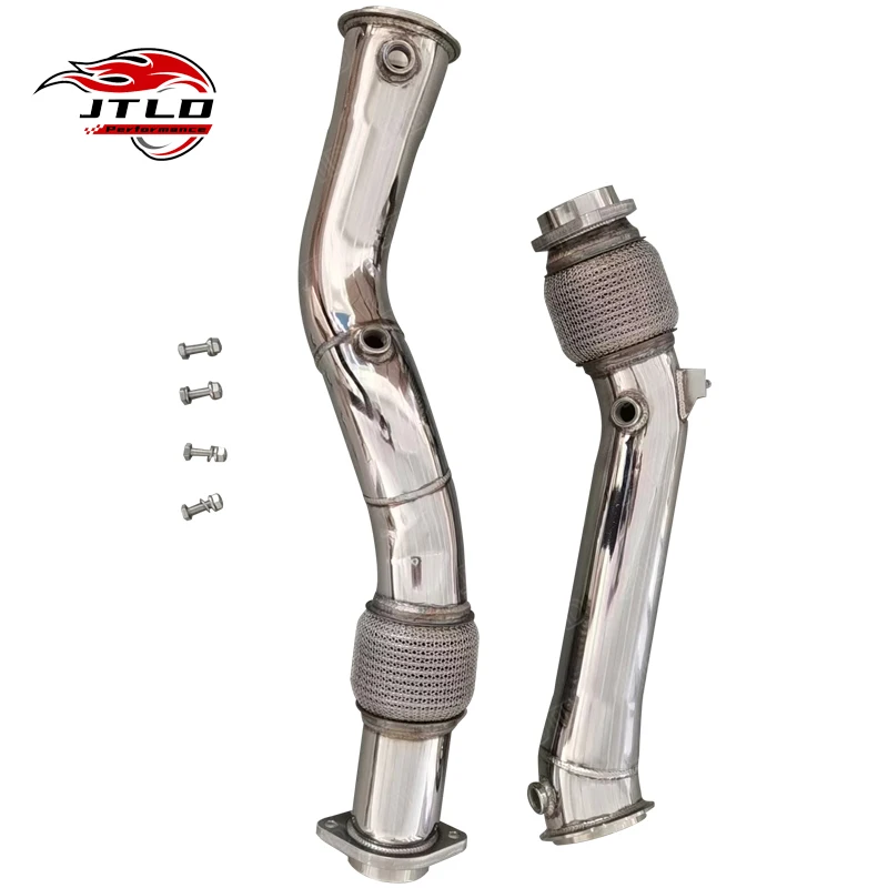

JTLD Polished 304SS Stainless Steel Catless Exhaust Downpipe for BMW X3M X4M S58 F97 F98 Exhaust Pipes