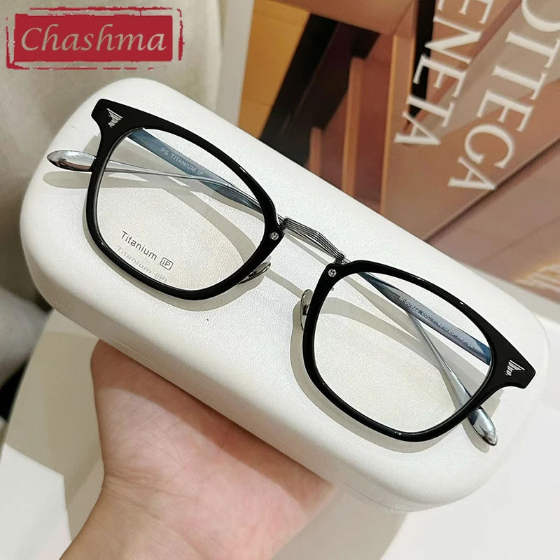 Chashma Prescription Glasses Optical Fashion Eyewear Acetate Titanium Square Frames Men Women Spectacles for Recipe Lenses Gafas