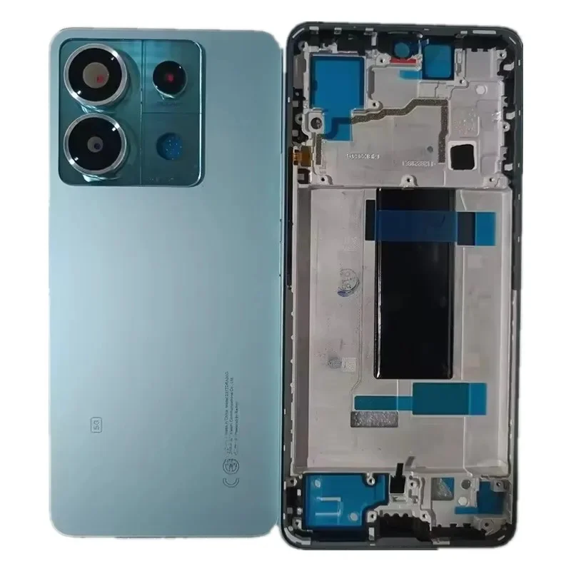 Kompletny zestaw obudowy do Xiaomi Redmi Note 13 Pro 5G: środkowa ramka + szklana tylna obudowa z miejscem na baterię, tylna klapka z obiektywem aparatu – części do naprawy. — zdjęcie produktu 4