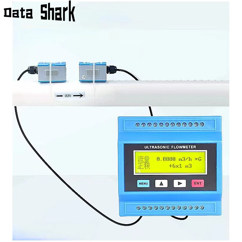 Não-wired Ultrasonic Flow Sensor Clamp Economia Flow Meter Dn50 a Dn700 Dn300 a Dn6000