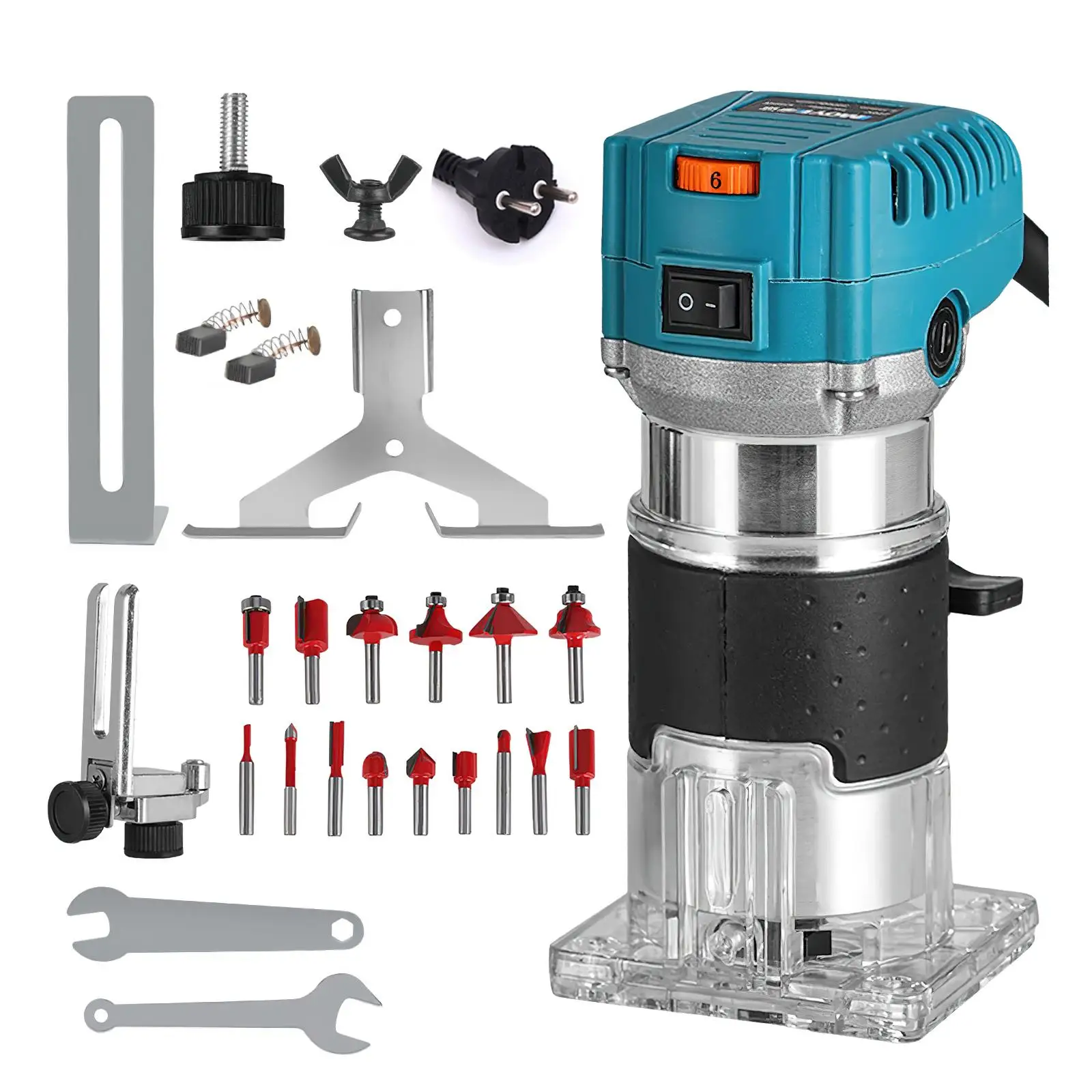 2000W Lavorazione del legno Trimmer elettrico Macchina senza spazzole Router di legno Fresatura Incisione Stozzatrice Router Strumento