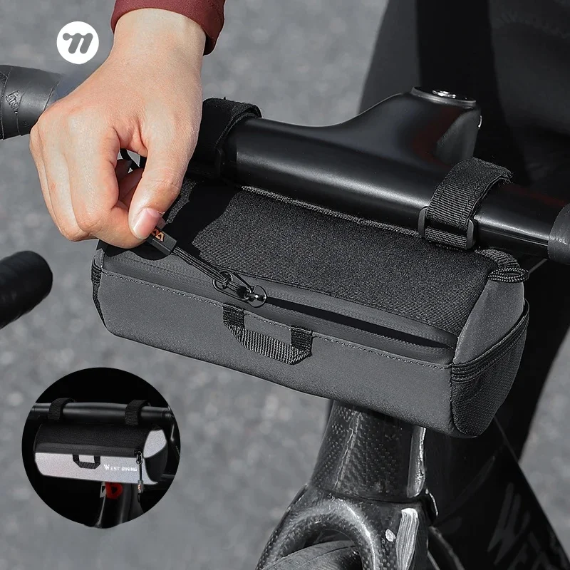 AliExpress West Biking WEST BIKING Bike Handlebar Bag Portable Reflective Shoulder Bag For Cycling MTB Road Bike Scooter Front Tool Bags Elastic Band