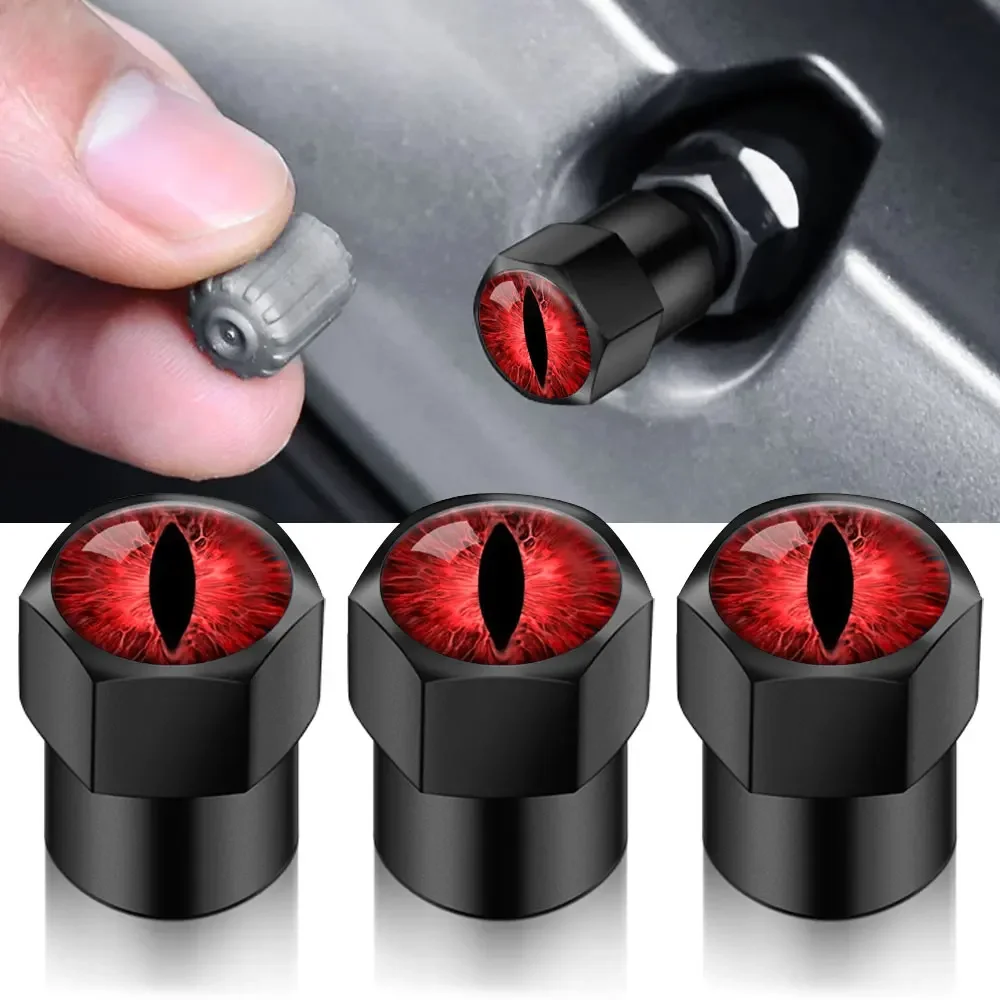 4 SZTUK Uniwersalne nakładki na zawory samochodowe DIY Akcesoria Naklejka Auto Koło Zawór opony Trzpień opony Osłona powietrza dla stylizacji samochodu Cat's Eye Design — zdjęcie 2