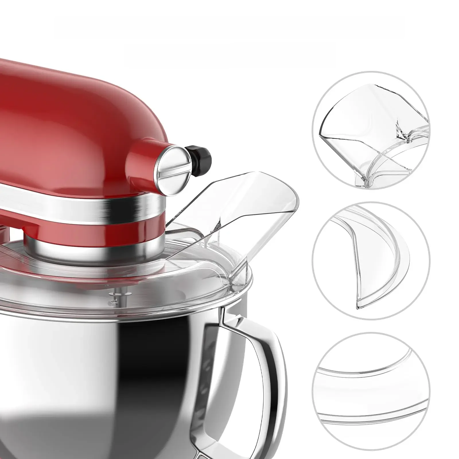 Pouring Shield for KitchenAid 4.5-5 Quart Mixer Bowl(Stainless Steel, Glass and Ceramic