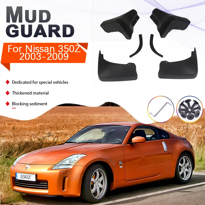 

4x MudFlaps for Nissan 350Z Fairlady Z Z33 2003~2009 Accessories Mud Flaps Splash Guards Fenders Car Styling Front Rear Wheels