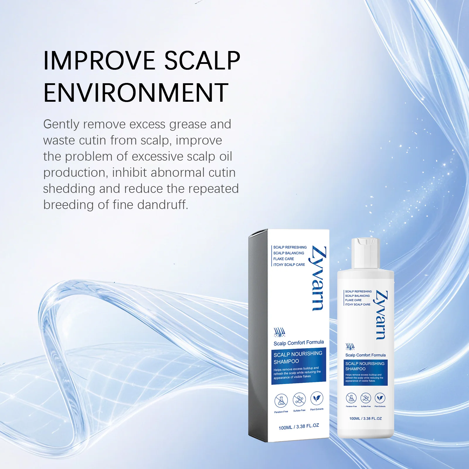 Zyvarn Plant-Extract Scalp Nourishing Shampoo White Willow Bark Deep Cleansing Pore Unclogging Balance Micro-ecology Repair Damaged Cuticle Frizz Control Smooth Shiny Hair Care