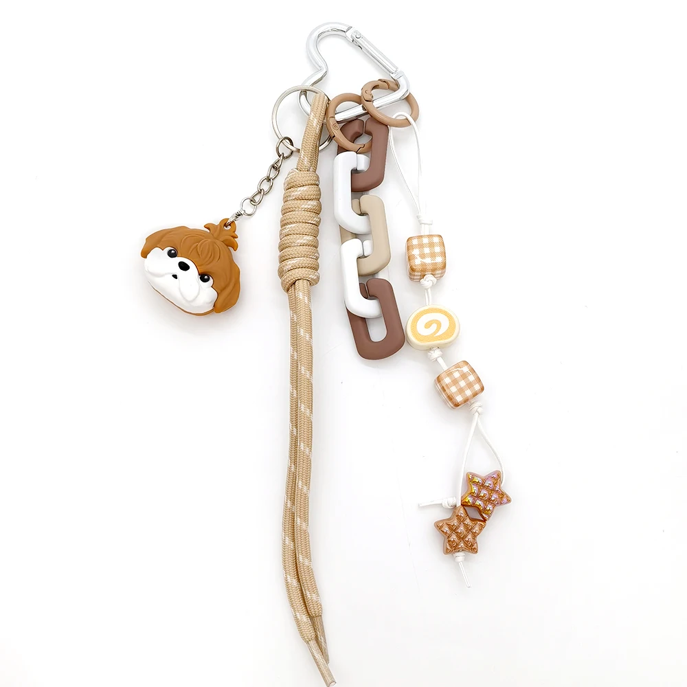 DIY Cute Bag Charm Keychains Keyring Mobile Phone Hanging Chain Bead Strap Bracelet Gift Accessories Kit