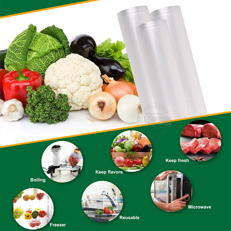 Kitchen Vacuum Sealer Bag 12/15/20/25/28cm*500cm Food Vacuum Bag Storage Bags Transparent Food Packaging Bag Fresh-keeping