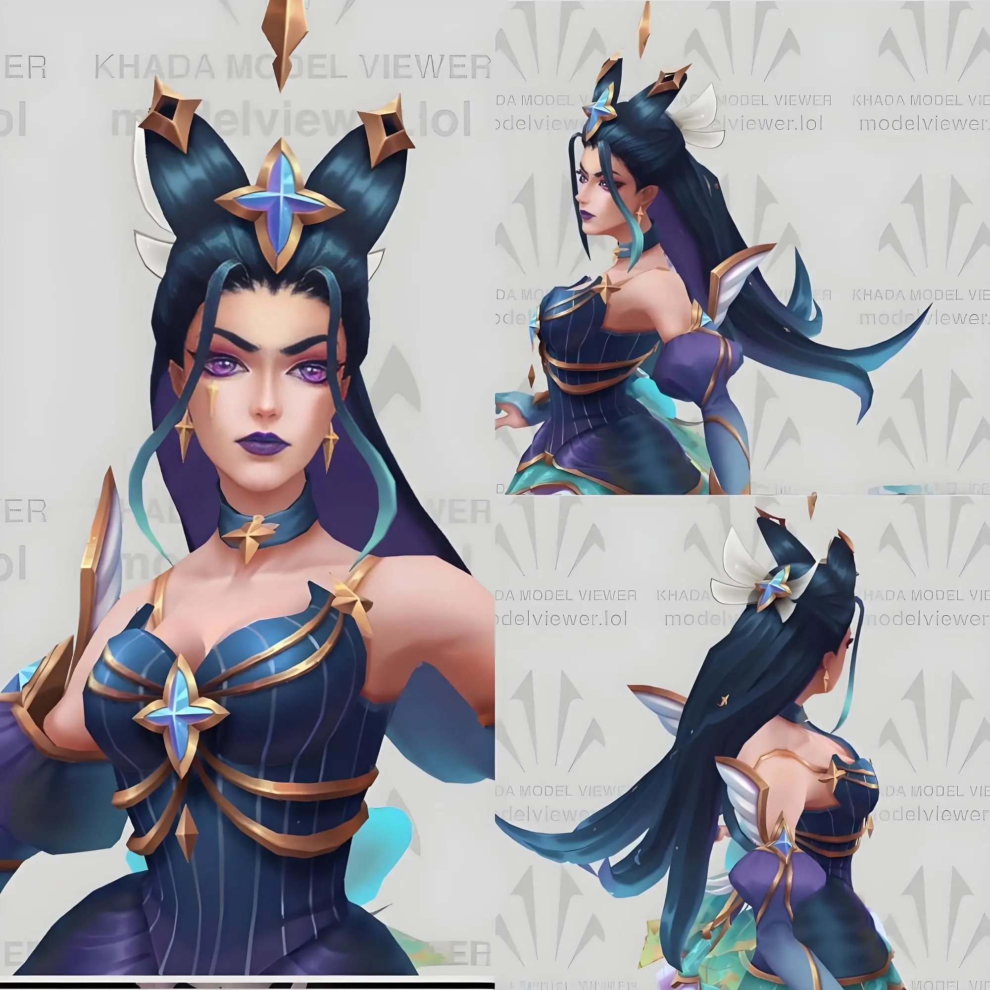 パープル宇宙魔術師スタイルコスプレウィッグロングツインポニーテールアニメコスチュームウィッグ高品質人工毛