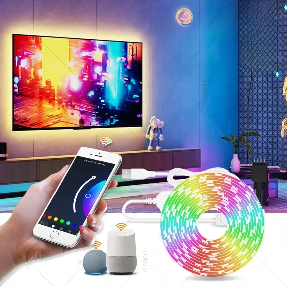 Smart Zigbee RGB Led Licht Streifen Wifi Tuya USB Led-leuchten 5V Flexible Band TV Hintergrundbeleuchtung Hause zimmer Funktioniert Mit Alexa Google