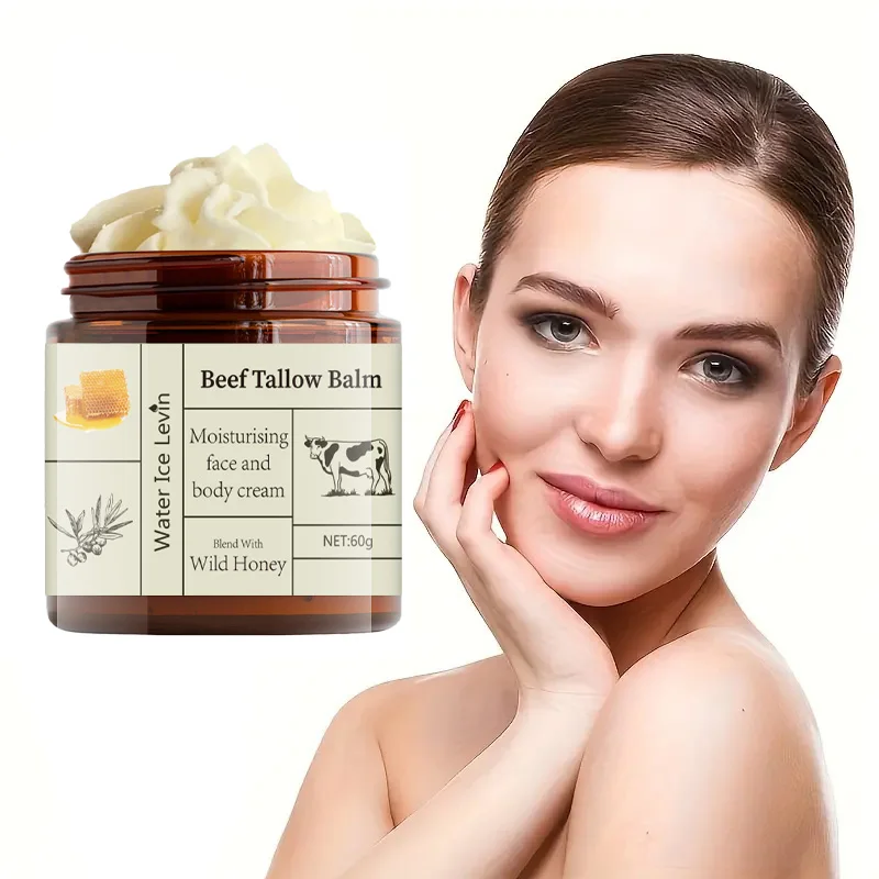Crema de grasa de carne de res, 60g, hidratante profunda, brillo, eliminación de arrugas, mantequilla de hierba, miel salvaje, loción corporal Facial, cuidado de la piel rico en vitaminas