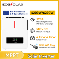 ECGSOLAX 4.2KW 6.2KW Pure Sine Wave Solar Hybrid Inverter 24V 48V 220Vac With 120A MPPT Controller PV Max 500VDC Solar Inverter