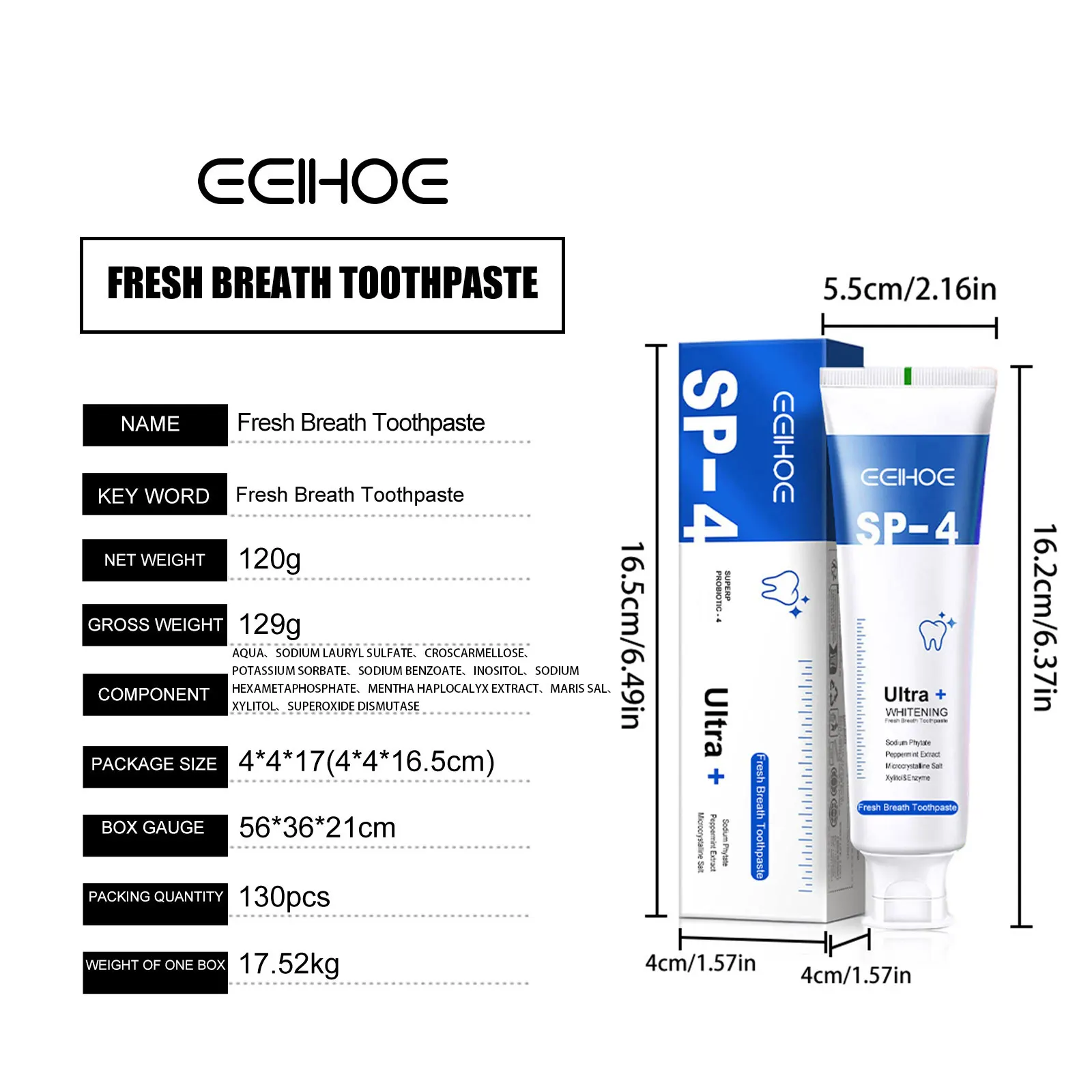 Frisse adem Tandpasta bestrijdt slechte adem Verwijdert gereedschapsvlekken Voorkom cariës Vermindert tandplak Witter Tanden Oraal Schoon Tandpasta